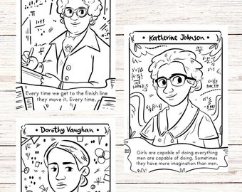 Katherine johnson coloring page hidden figures black women in math women history month coloring sheet bundle black history mary jackson download now