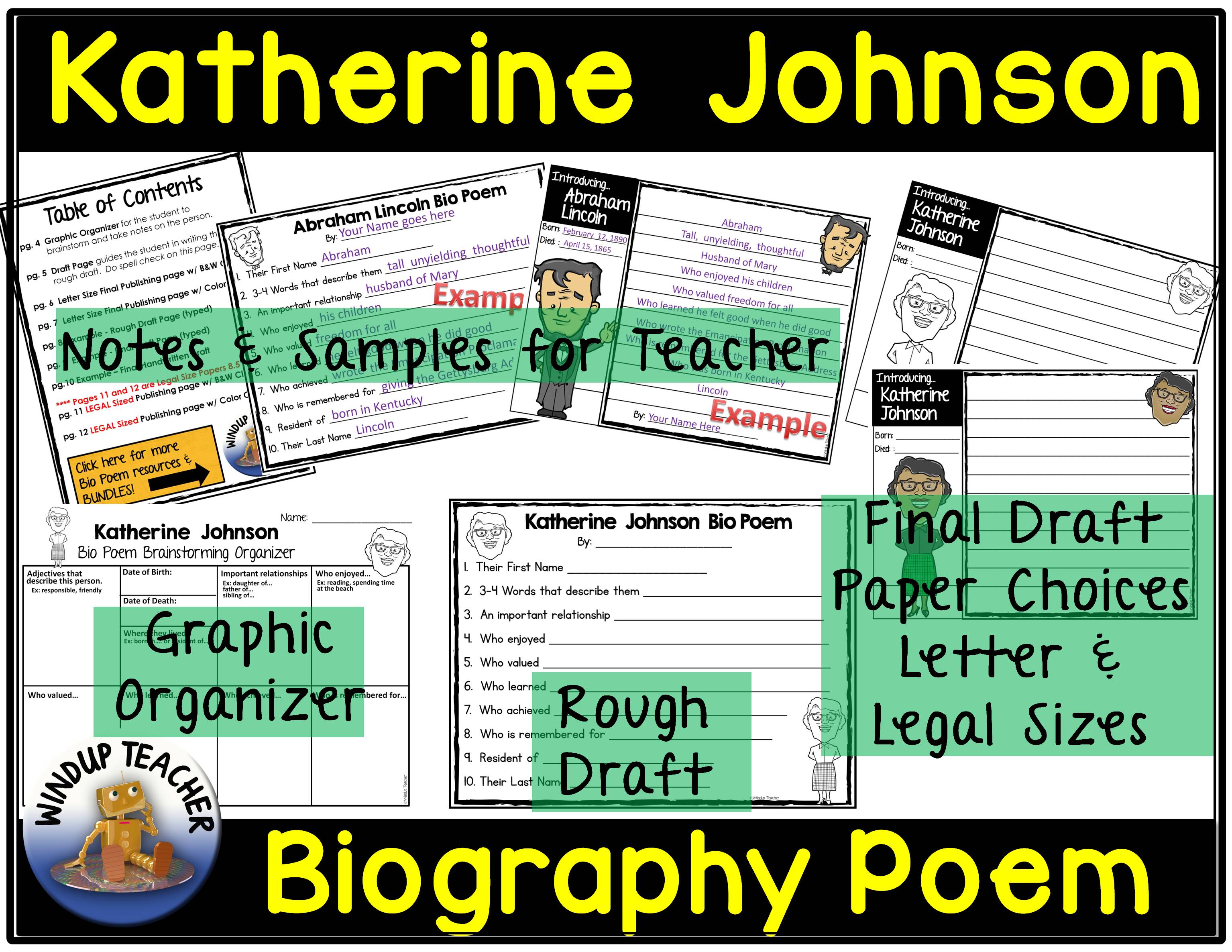 Katherine johnson poem writing activity