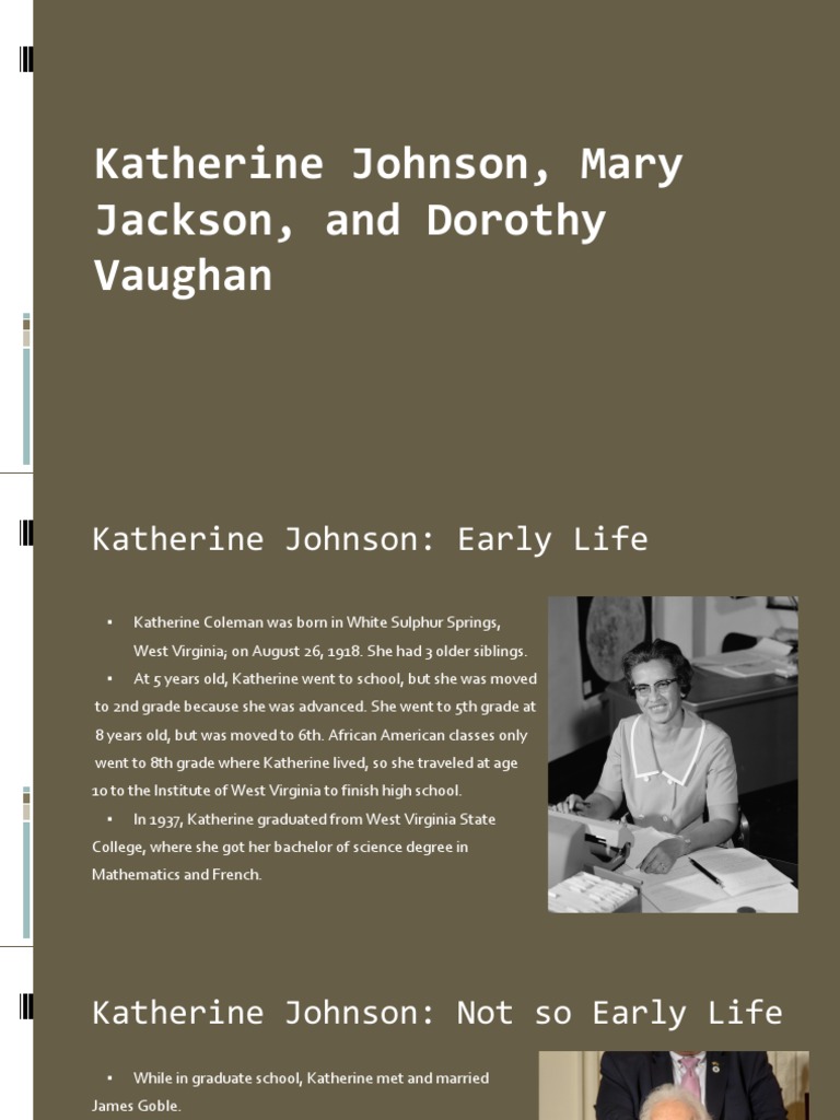 Katherine johnson mary jackson and dorothy vaughan pdf katherine johnson science