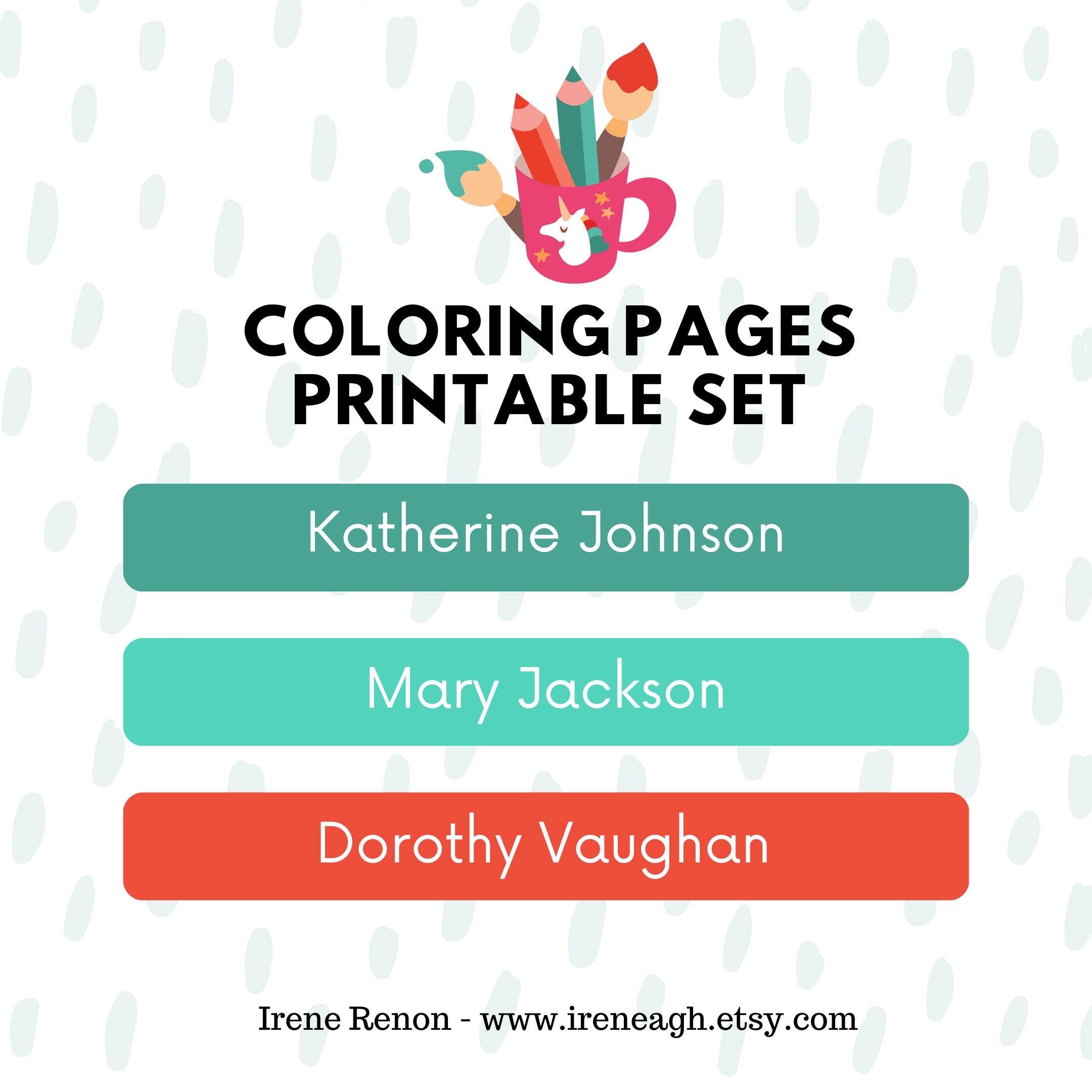 Katherine johnson coloring page hidden figures black women in math women history month coloring sheet bundle black history mary jackson download now