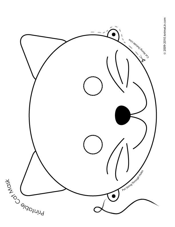 Cat mask coloring page