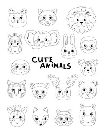 Cute animals coloring pages stock photos and images
