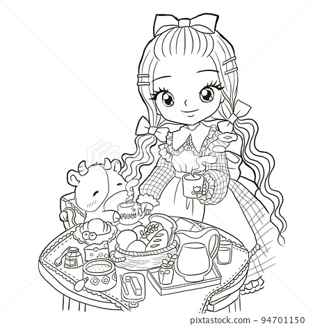 Cartoon cute doodle coloring page kawaii anime
