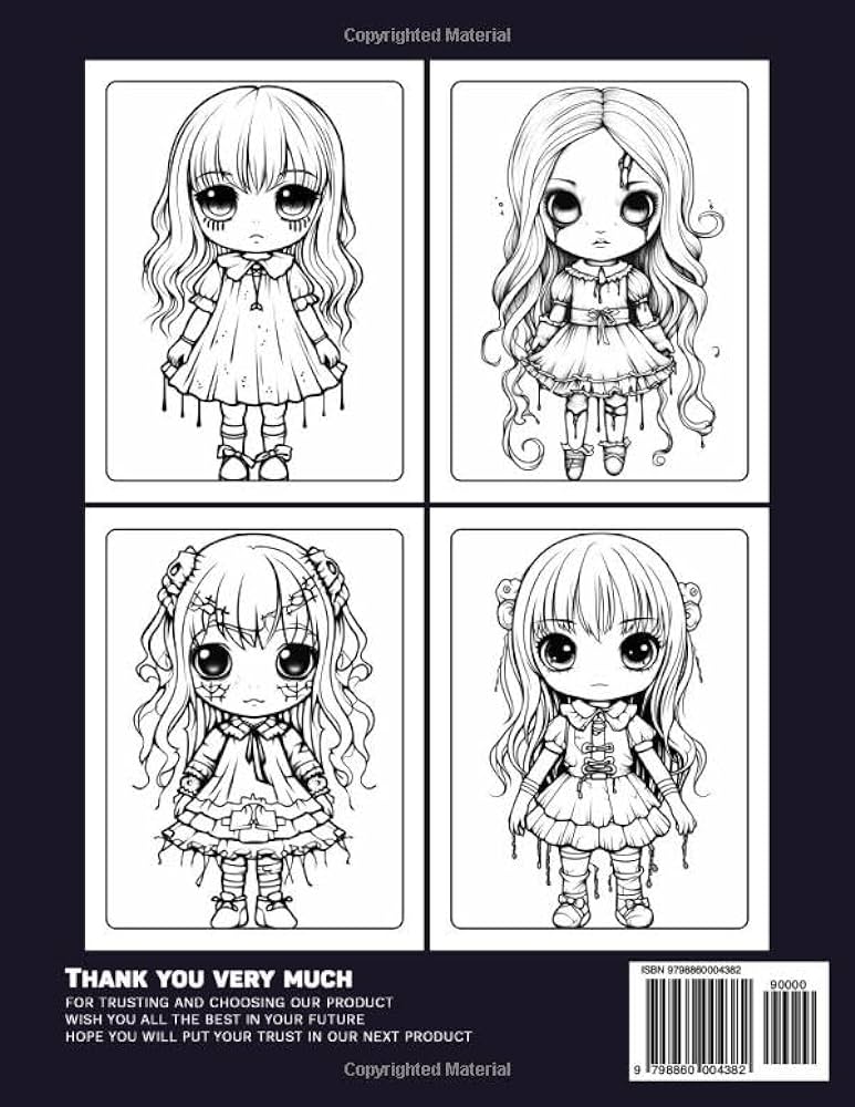 Creepy kawaii anime coloring book pages of cute creepy kawaii anime cartoon creatures and monsters with spooky scenery for adults teens relaxation jk strange anna books