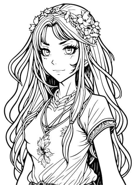 Premium vector cartoon kawaii anime coloring page cute illustration drawing clipart character manga