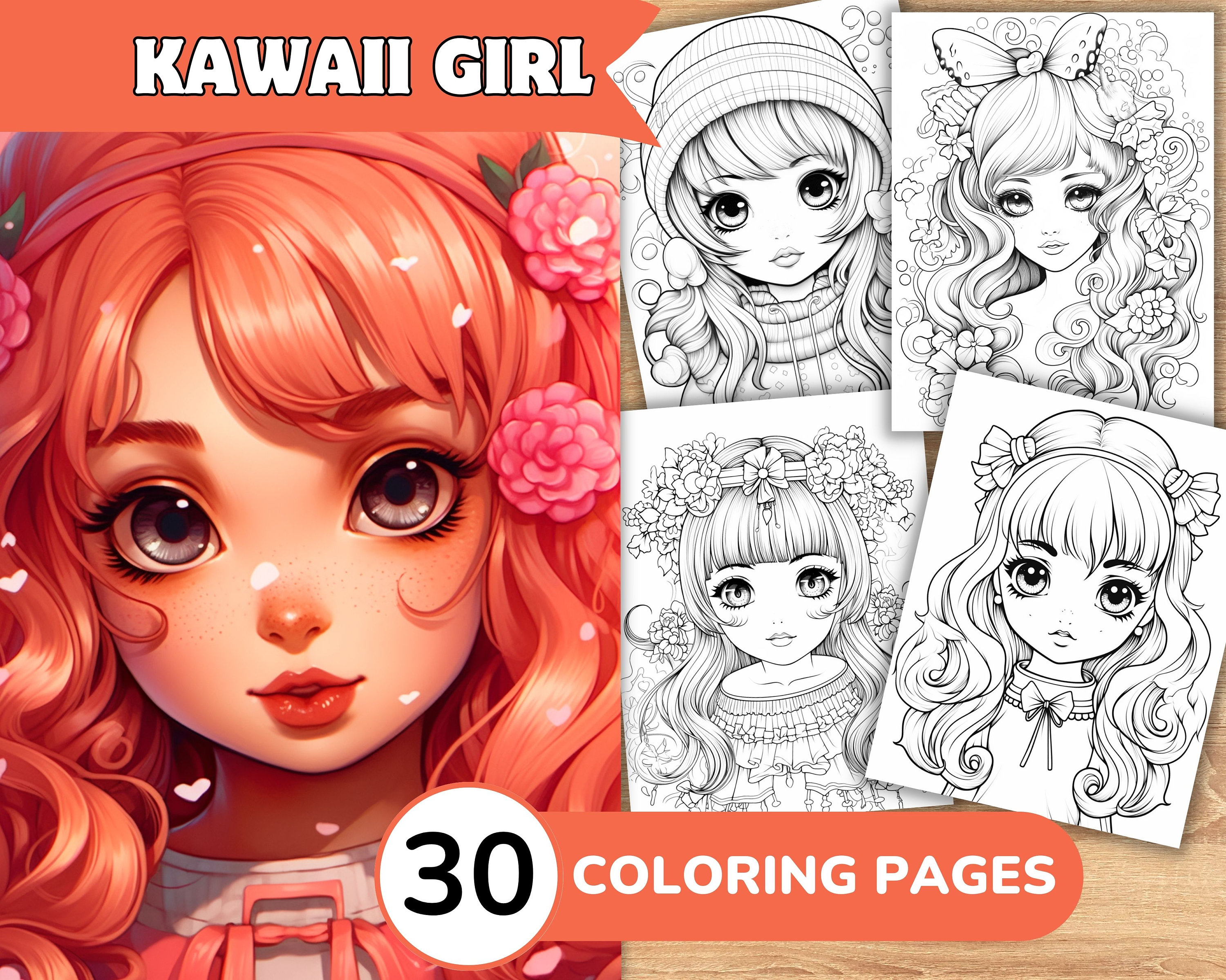 Buy kawaii coloring pages kawaii anime coloring kawaii manga coloring kawaii girl coloring cute girl coloring book online in india