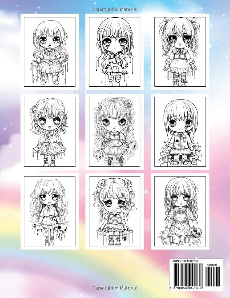 Creepy kawaii anime coloring book pages creepy kawaii coloring book for girls and boy relaxing kawaii with adults coloring book books for birthday gift grayson mia fj velage samuel