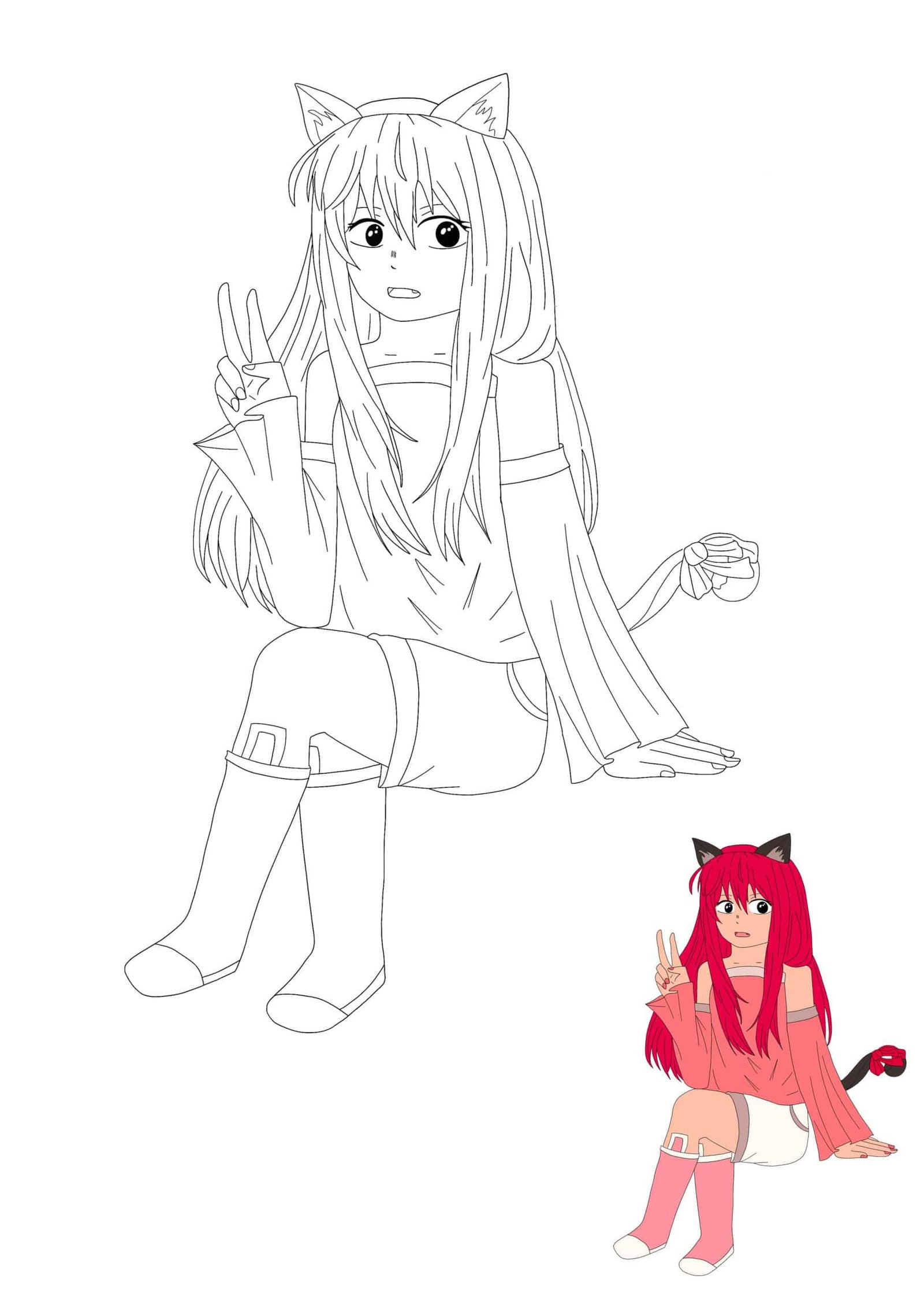 Kawaii anime coloring pages