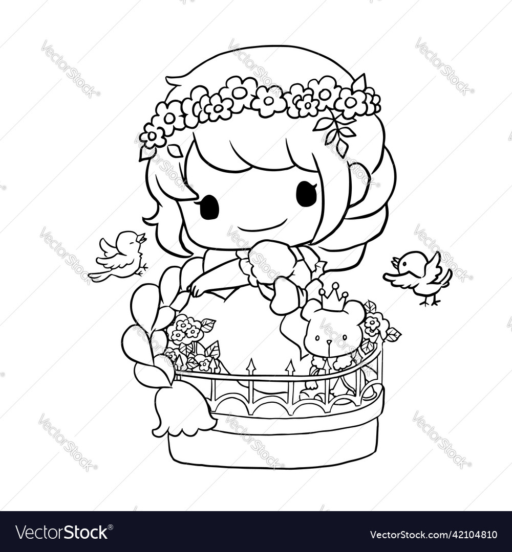 Girl cartoon doodle kawaii anime coloring page cute illustration fotos kawaii anime girl