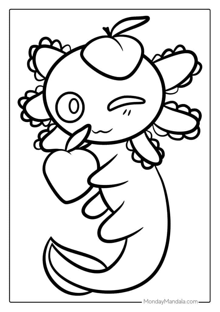 Axolotl coloring pages free pdf printables