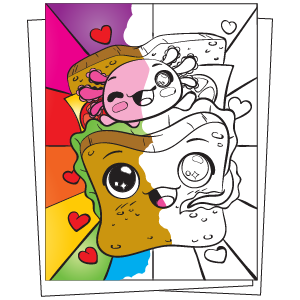 Snaxolotl kawaii axolotl coloring book fun and cute coloring book with hungry axolotl salamanders snacking sweets pizza donuts and other yummy kids