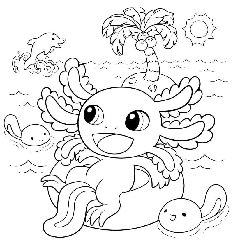 Free collection of axolotl coloring pages for kids