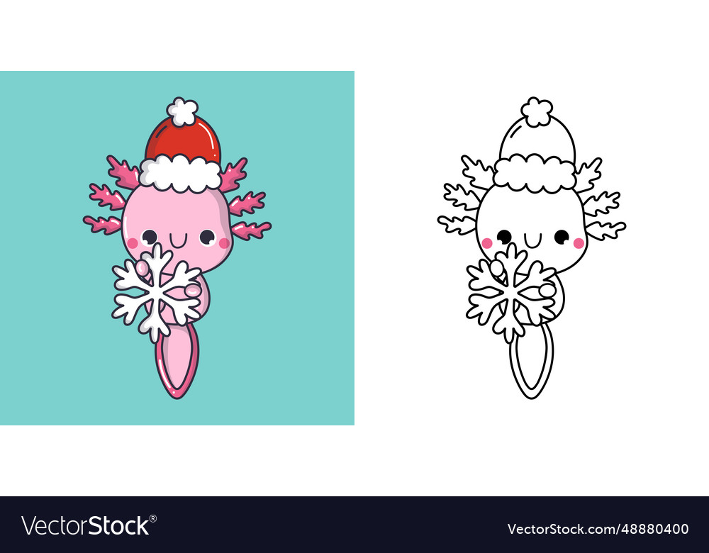 Set clipart christmas axolotl coloring page vector image