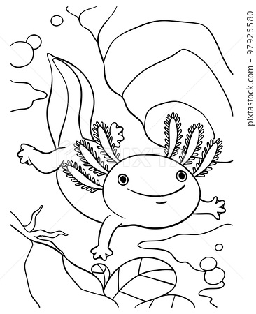 Axolotl coloring page for kids
