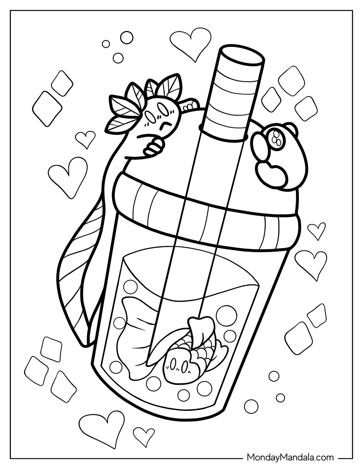 Boba tea coloring pages free pdf printables