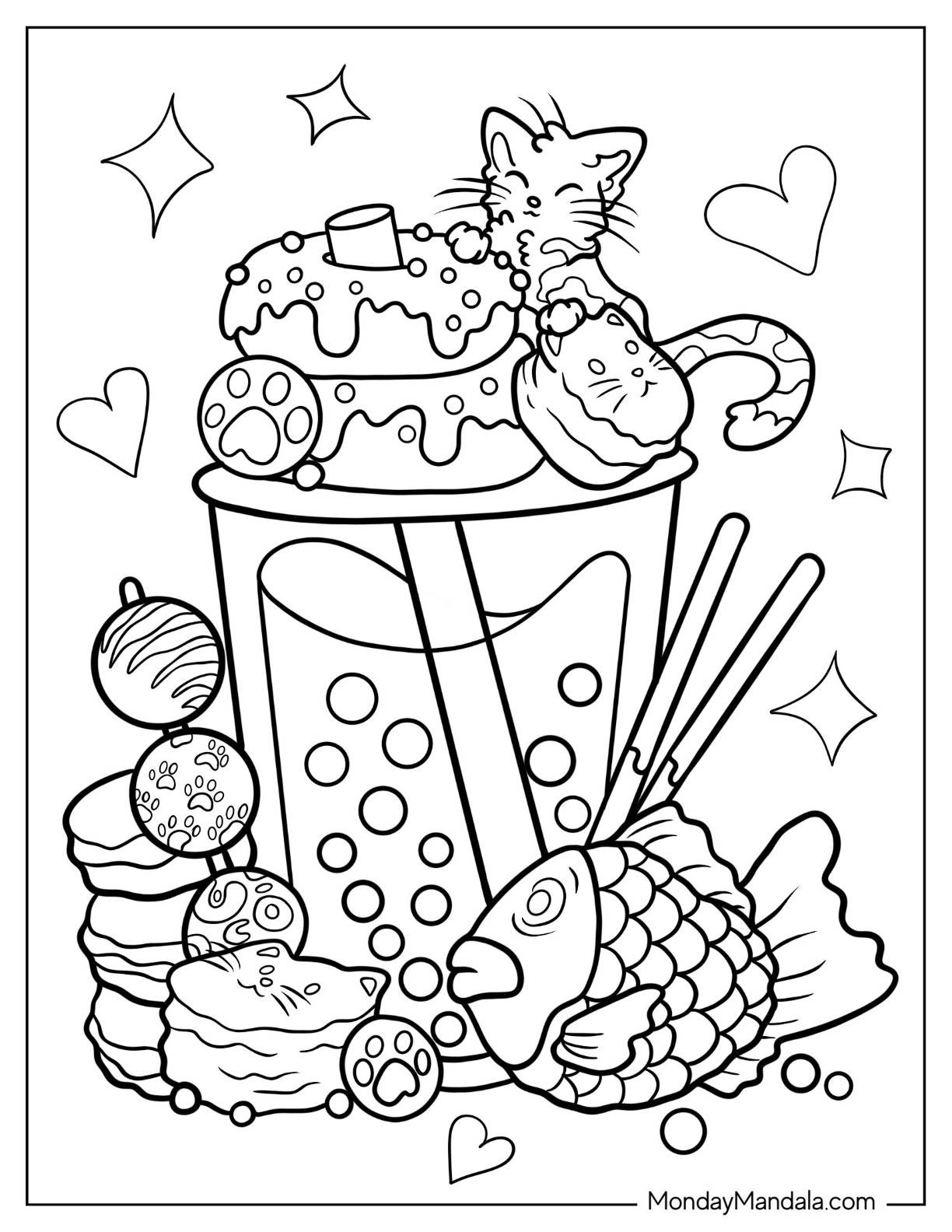 Boba tea coloring pages free pdf printables
