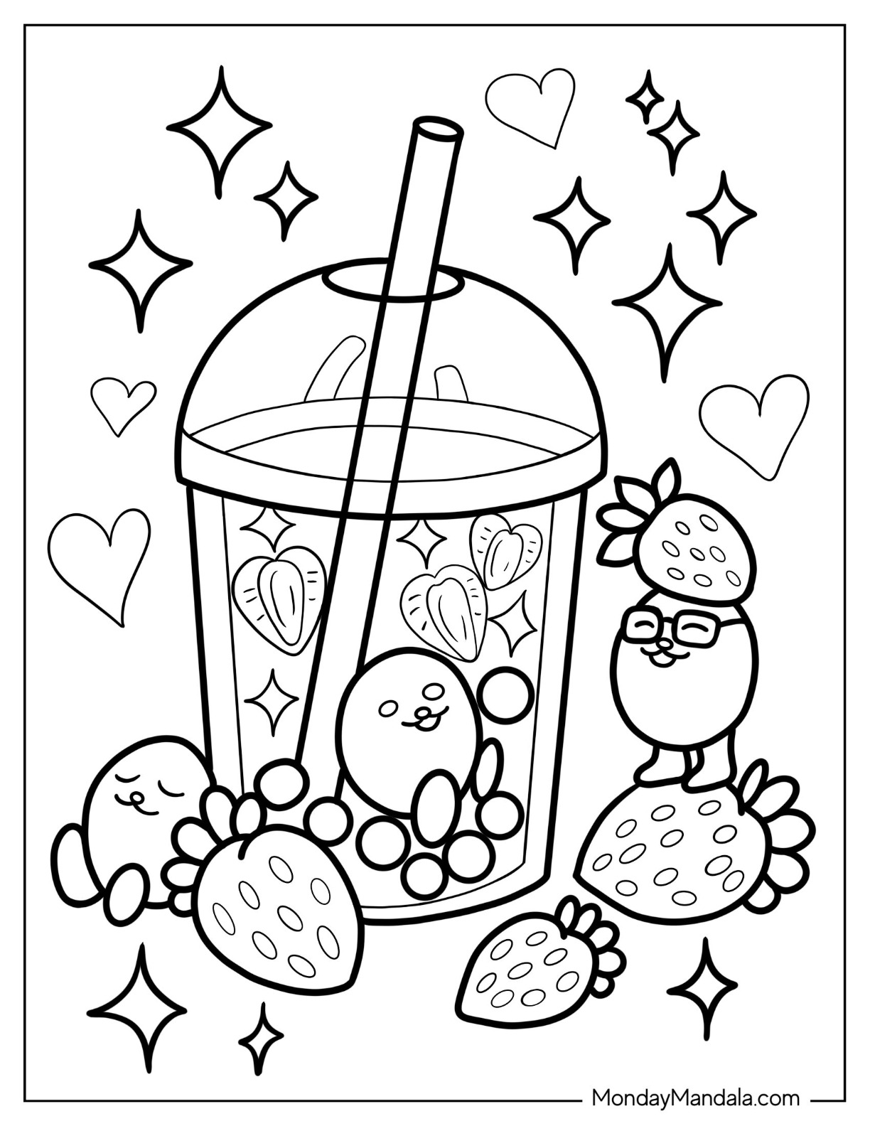 Boba tea coloring pages free pdf printables