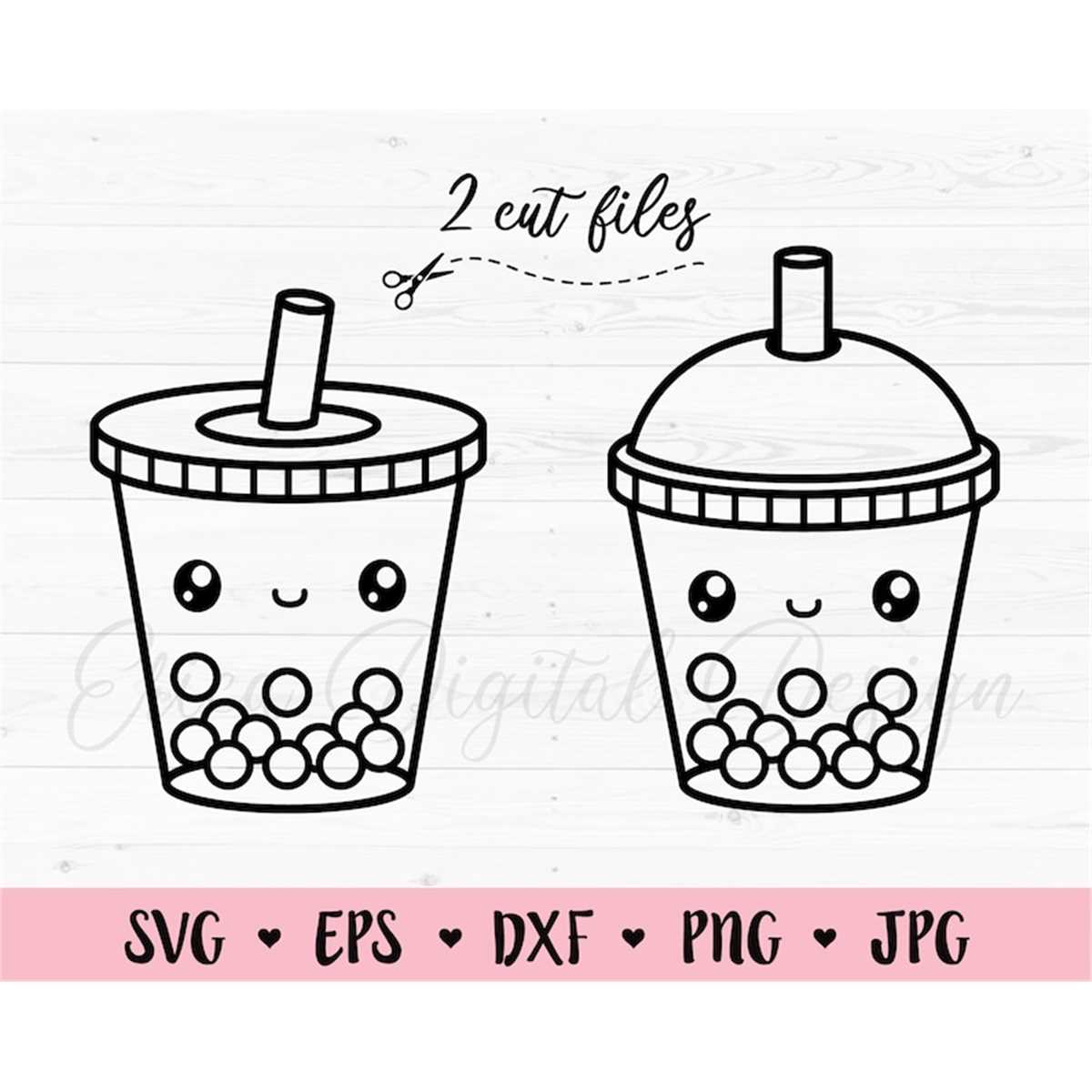 Bubble tea svg boba tea cut file kawaii drink cute food boba