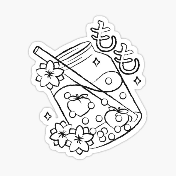 Cute peach boba tea for dark color shirts sticker for sale by luyukari