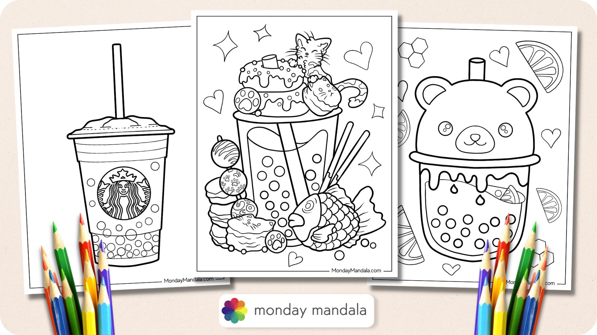 Boba tea coloring pages free pdf printables