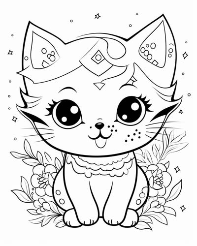 Kawaii cat pages for kids