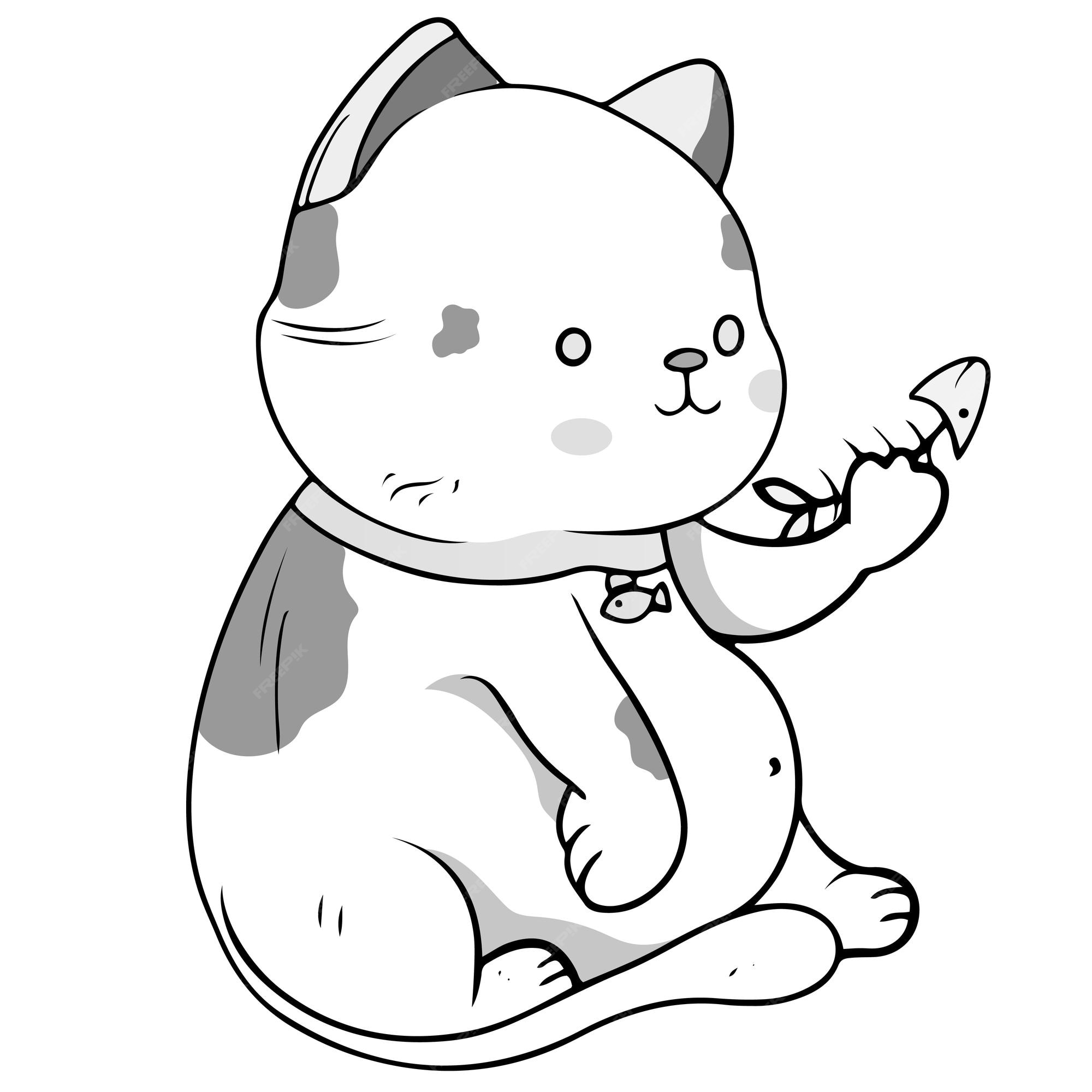 Premium vector coloring page printable cute cat unicorn or anime cat coloring pages for children kids and adults