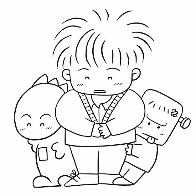Premium vector cartoon doodle kawaii anime coloring page cute illustration drawing clipart character chibi manga