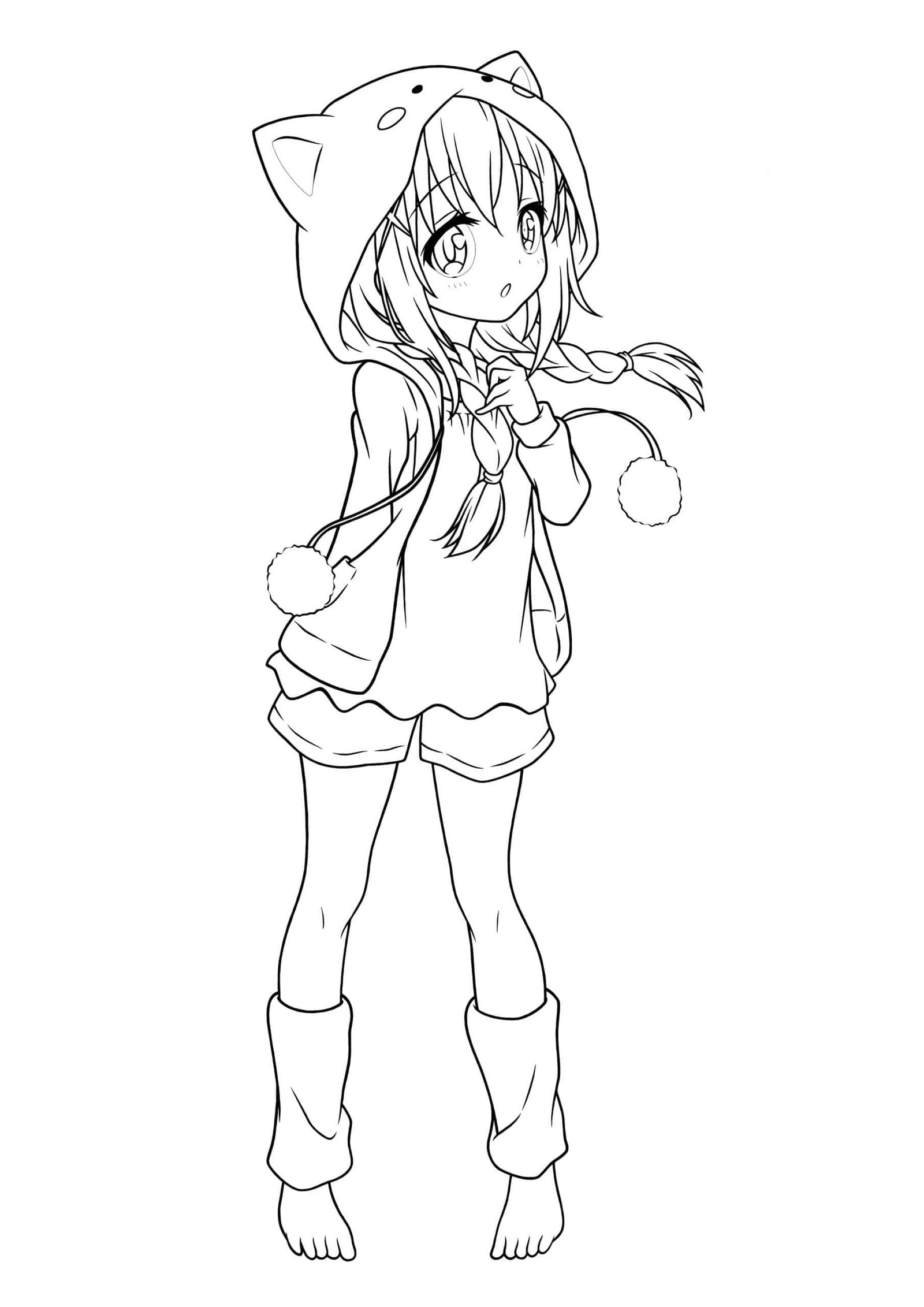 Kawaii anime coloring pages