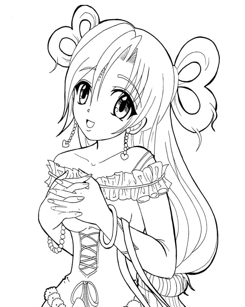 Cute anime chan coloring page