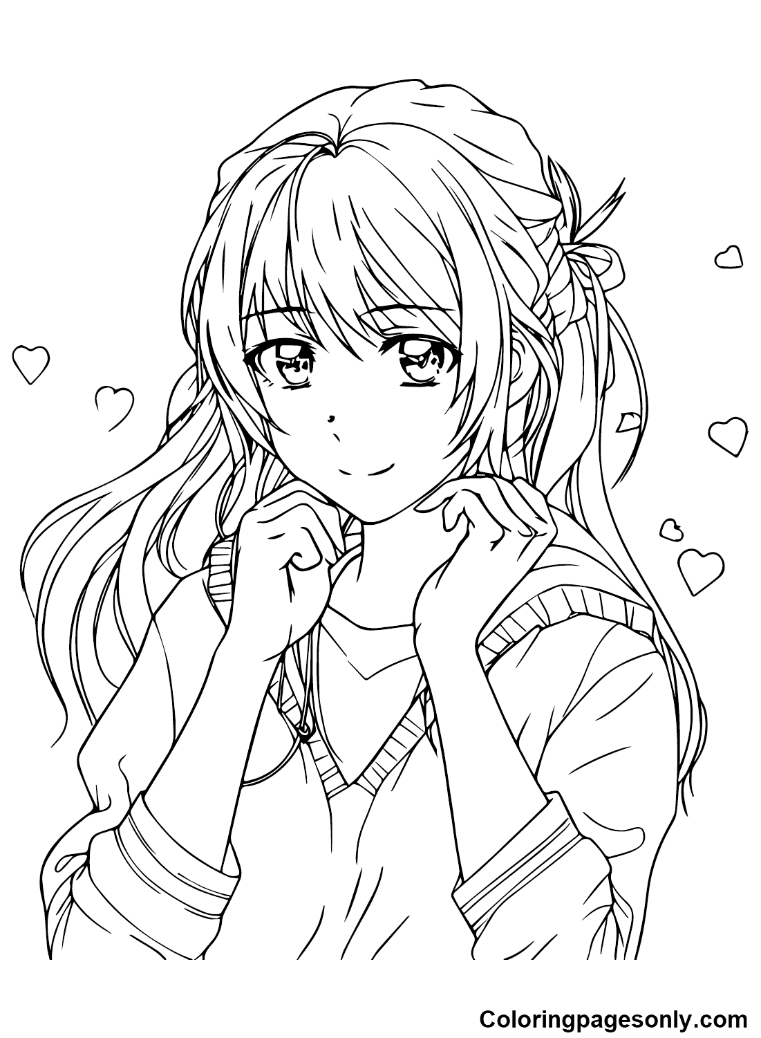 Anime girl coloring pages printable for free download