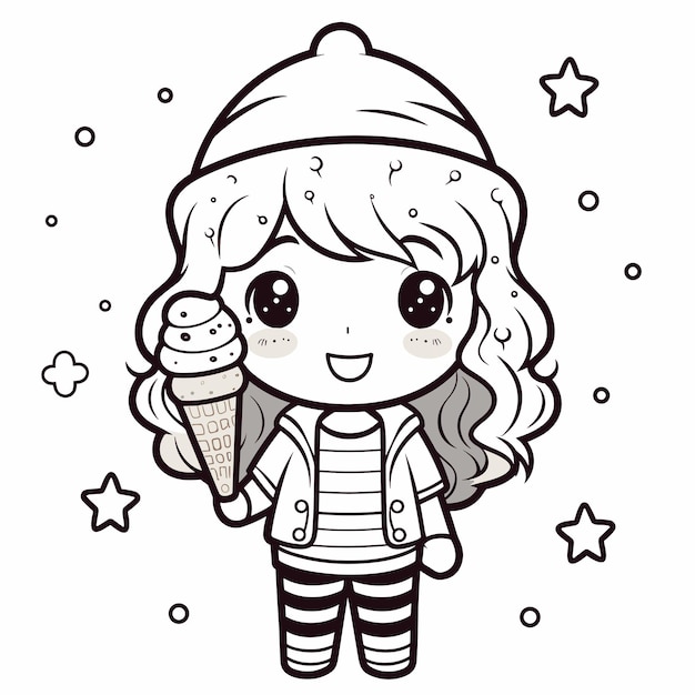 Premium vector hand drawn kawaii coloring book illustration