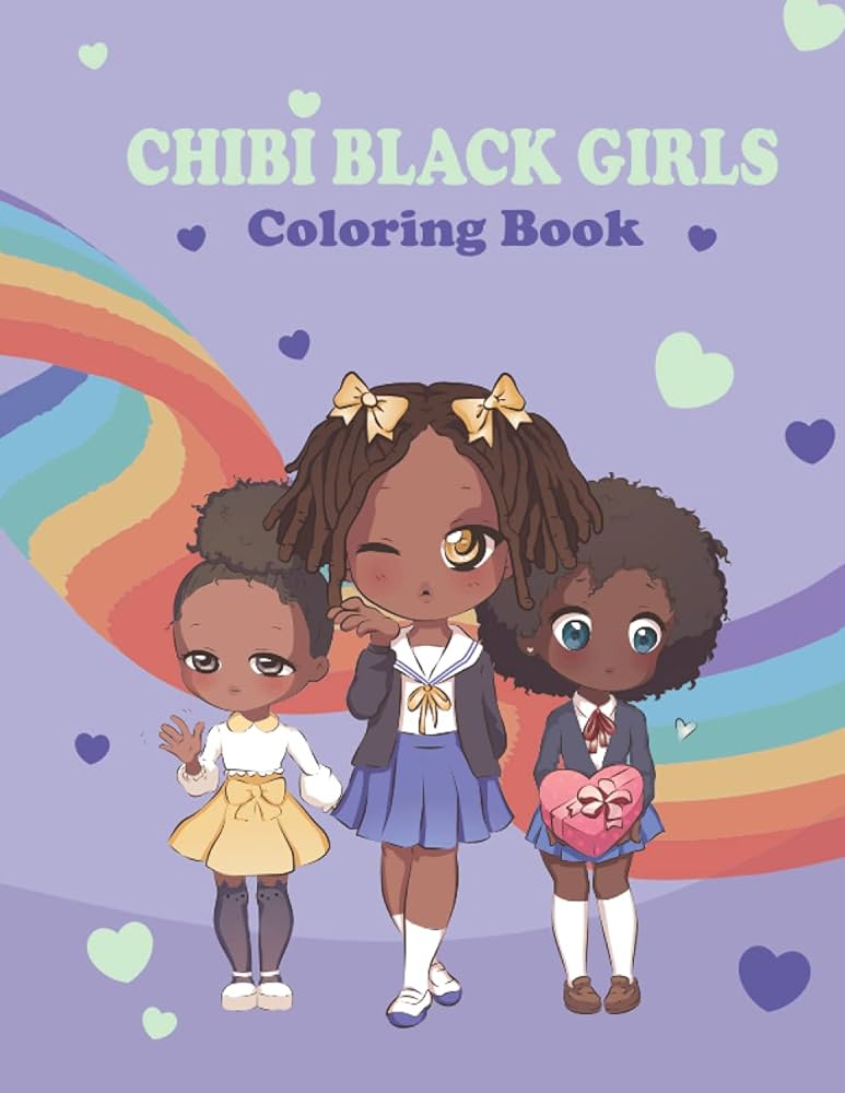 Chibi black girls coloring book coloring book with drawings and kawaii african american women portraits cute coloring pages for kids and adults chan black chibi books