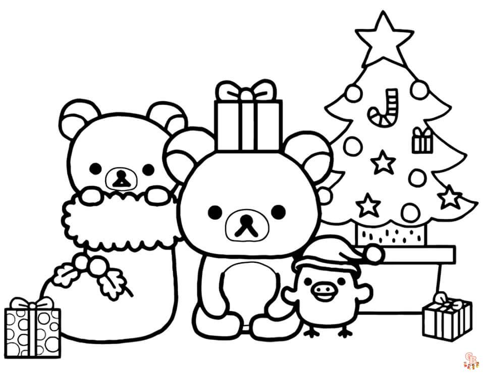 Kawaii christmas coloring pages free printable sheets for kids