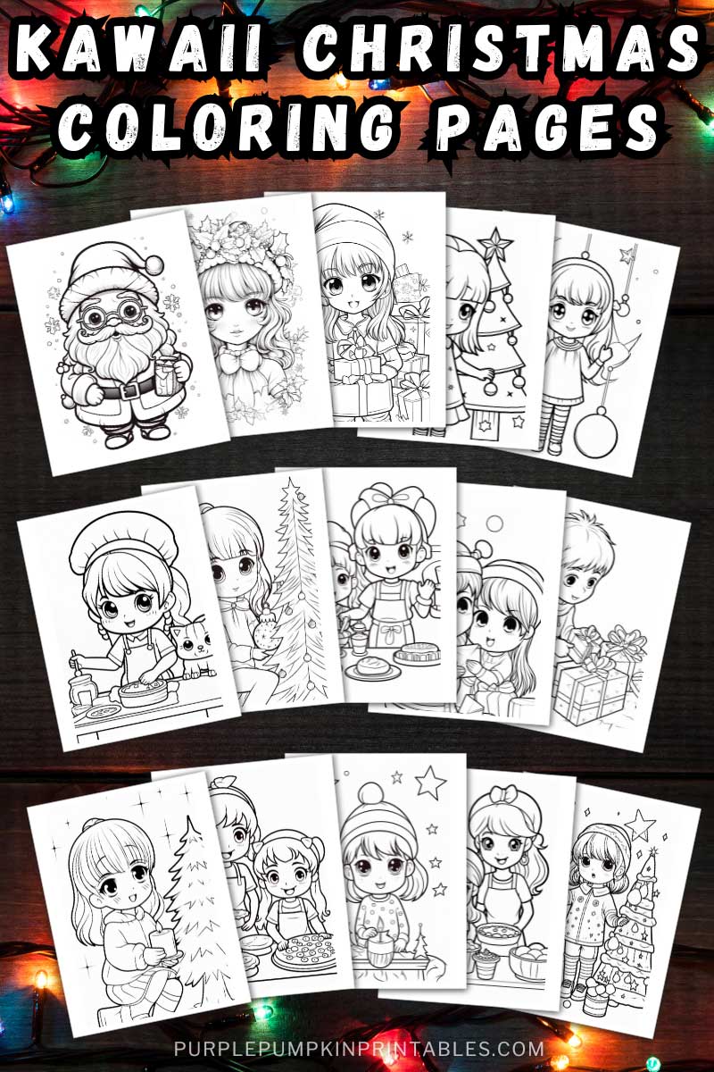 Printable kawaii christmas coloring pages