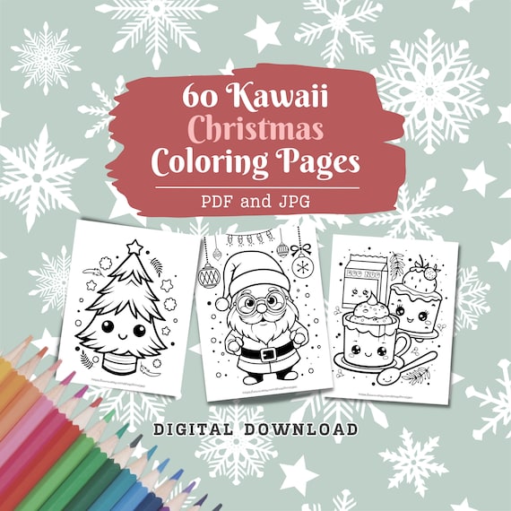 Kawaii christmas coloring pages pages cute coloring kawaii gifts cute kawaii kawaii anime kawaii coloring santa digital download download now