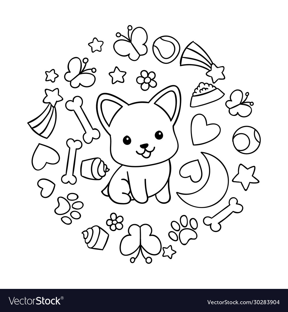 Coloring pages black and white cute kawaii hand vector image