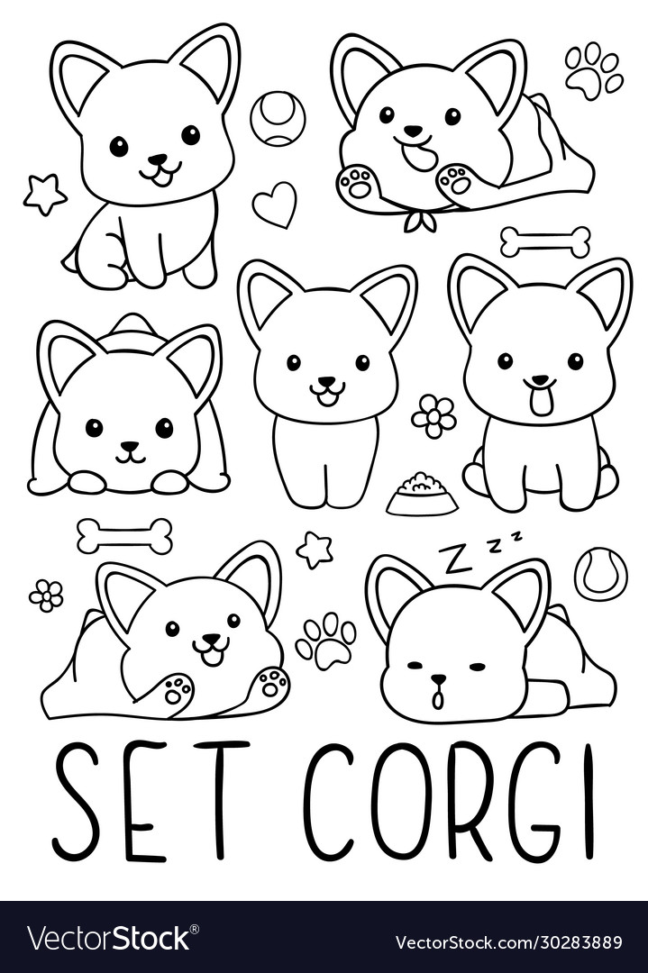 Coloring pages black and white set cute kawaii vector image