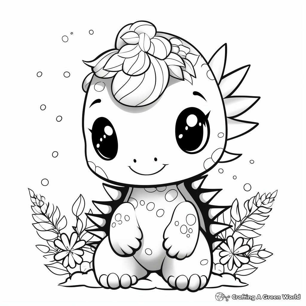 Kawaii dinosaur coloring pages