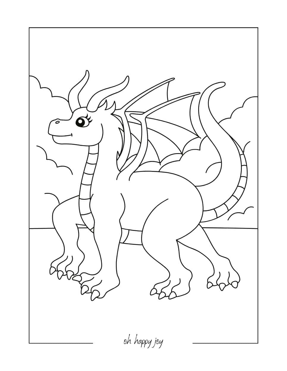 Kawaii cute dragon coloring pages