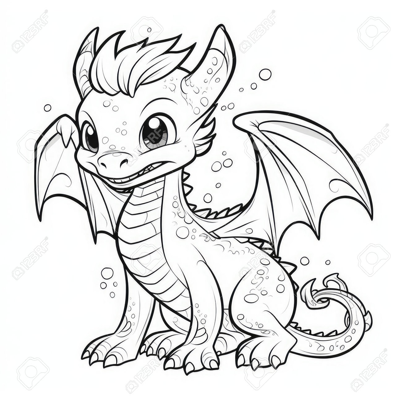 Cute cartoon dragon coloring book for kids vector illustration stock photo picture and royalty free image image