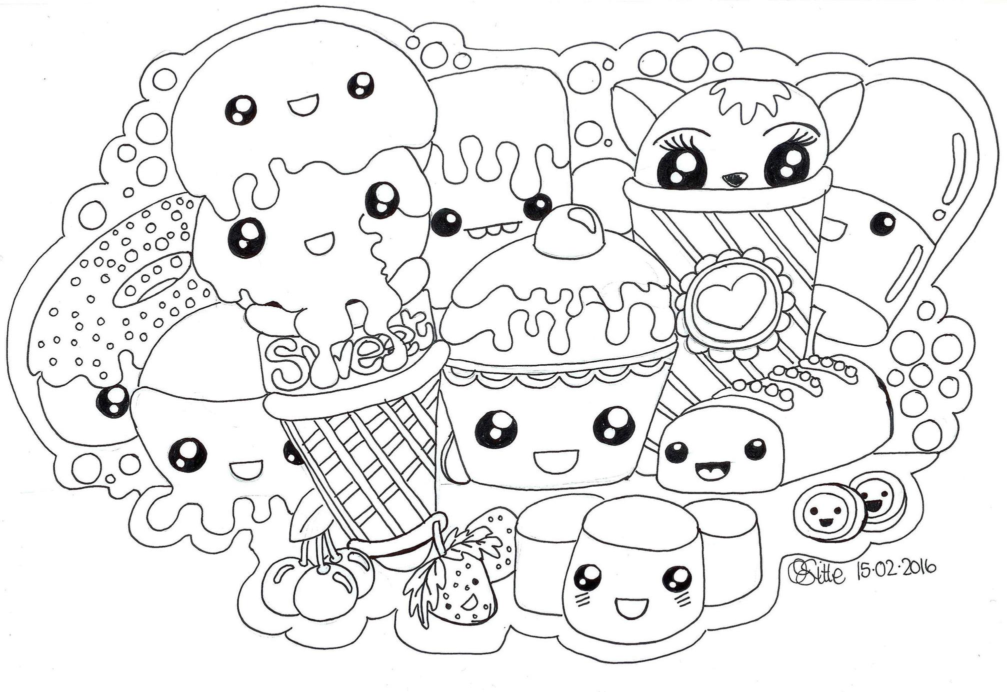 Get this food kawaii coloring pages free to print