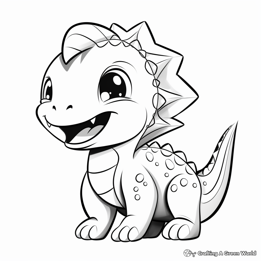 Kawaii dinosaur coloring pages