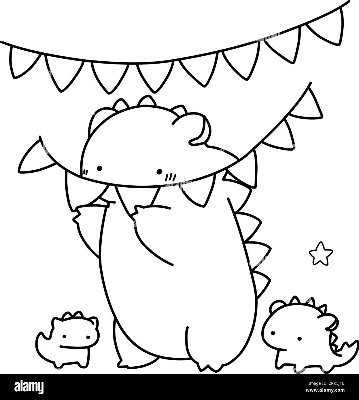 Little cute kawaii dragon coloring page for kids winter new year dragon stock vector image art