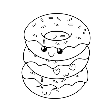 Donut coloring page cliparts stock vector and royalty free donut coloring page illustrations