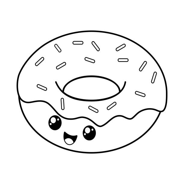 Delicious sweet donuts kawaii character stock illustration