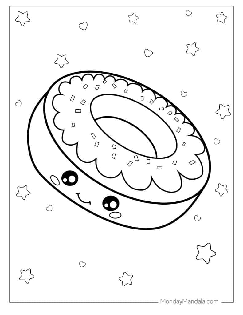Donut coloring pages free pdf printables