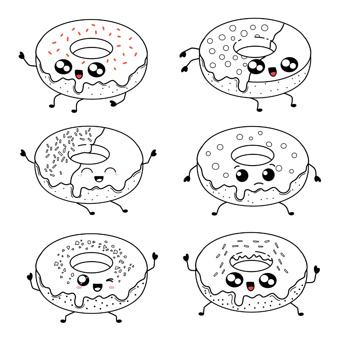 Kawaii donut line art