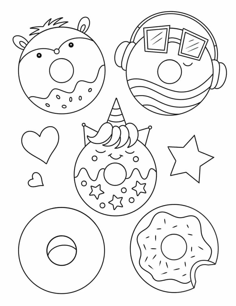 Free donut coloring pages for kids â the hollydog blog