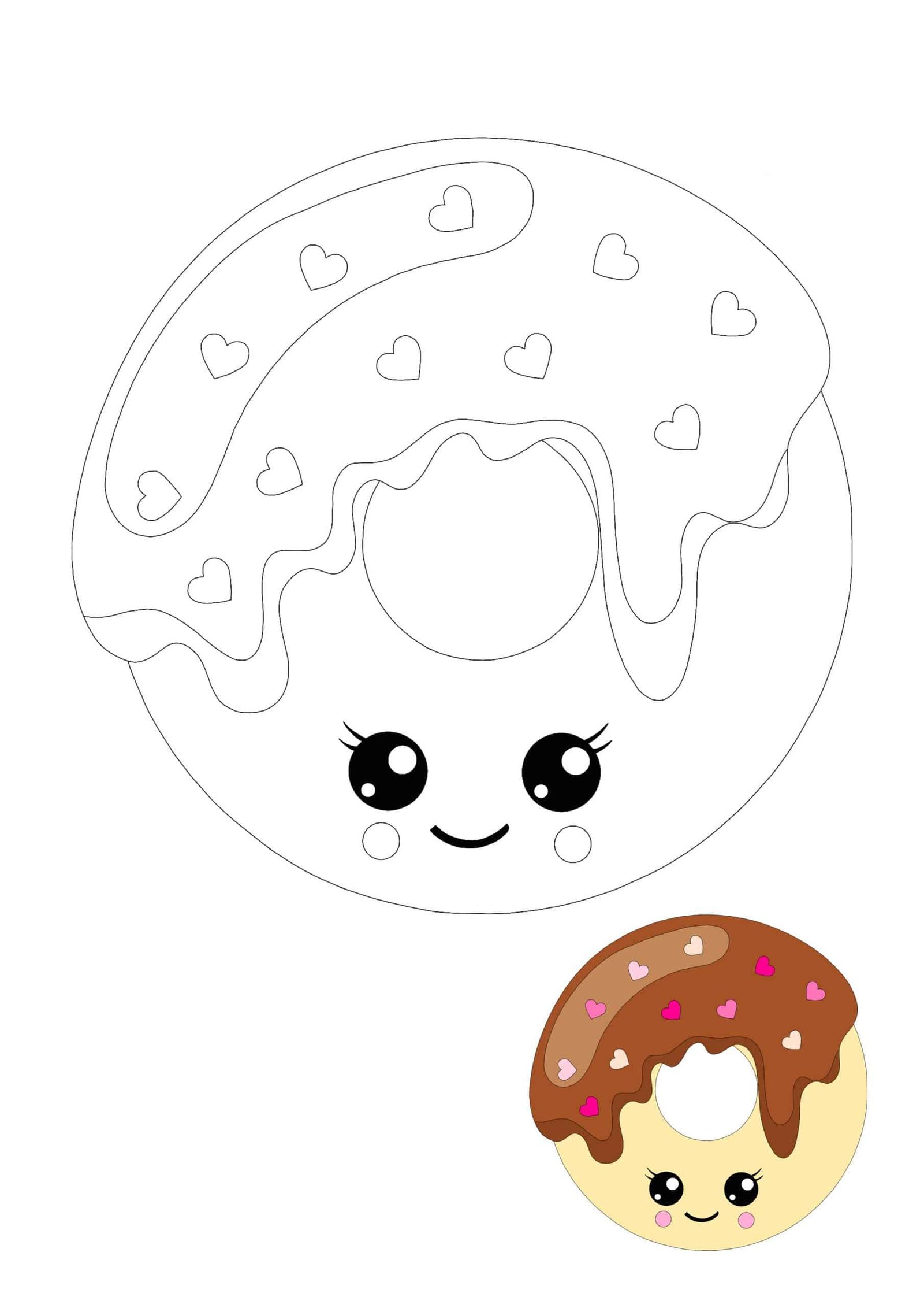 Kawaii donuts coloring pages