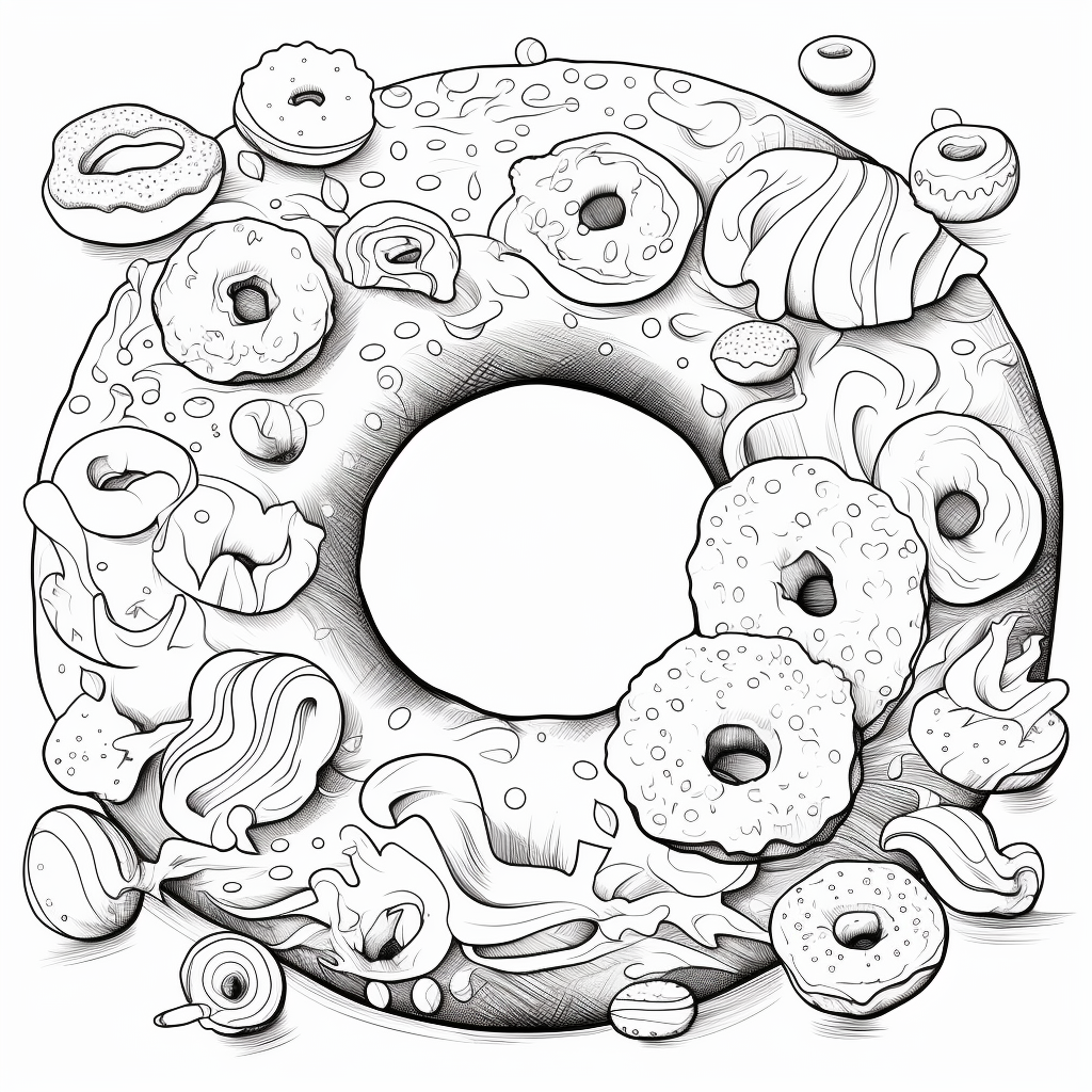 Cute donut coloring pages